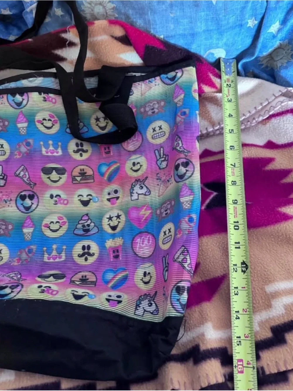 Colorful Emoji Print Tote Bag - Rainbow